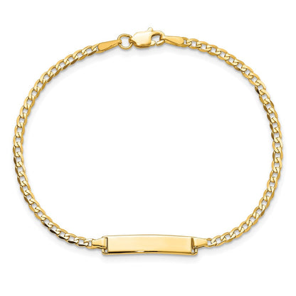 Massiv 14K Gelbgold Flach Panzer Glieder Id Armband