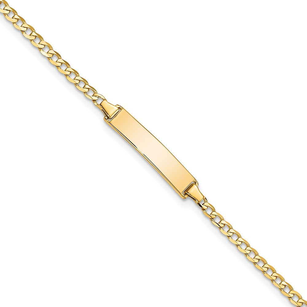 Massiv 14K Gelbgold Flach Panzer Glieder Id Armband