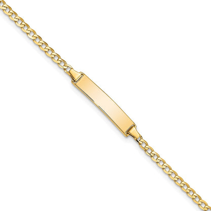 Massiv 14K Gelbgold Flach Panzer Glieder Id Armband