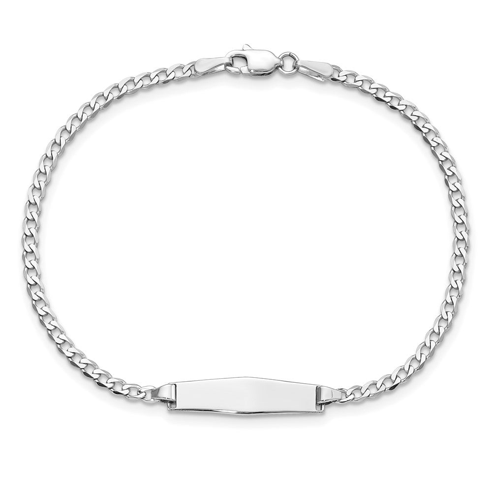 Massiv 14K Weißgold Weich Diamant Form Flach Panzer Glieder Id Armband