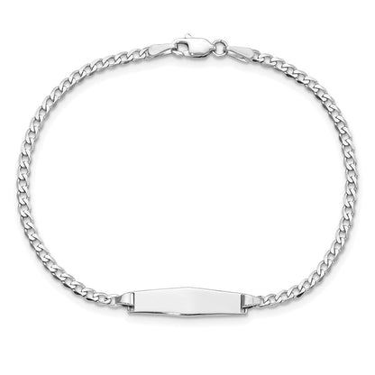 Massiv 14K Weißgold Weich Diamant Form Flach Panzer Glieder Id Armband
