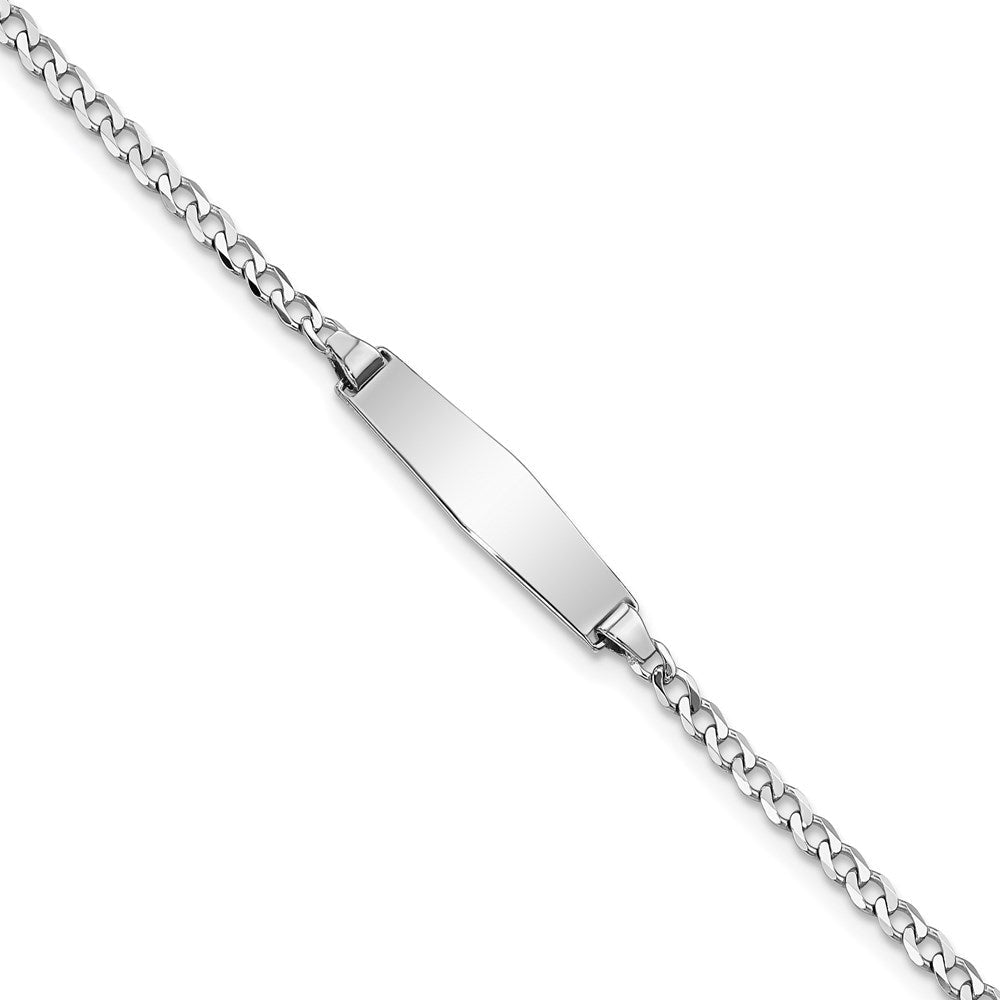 Massiv 14K Weißgold Weich Diamant Form Flach Panzer Glieder Id Armband