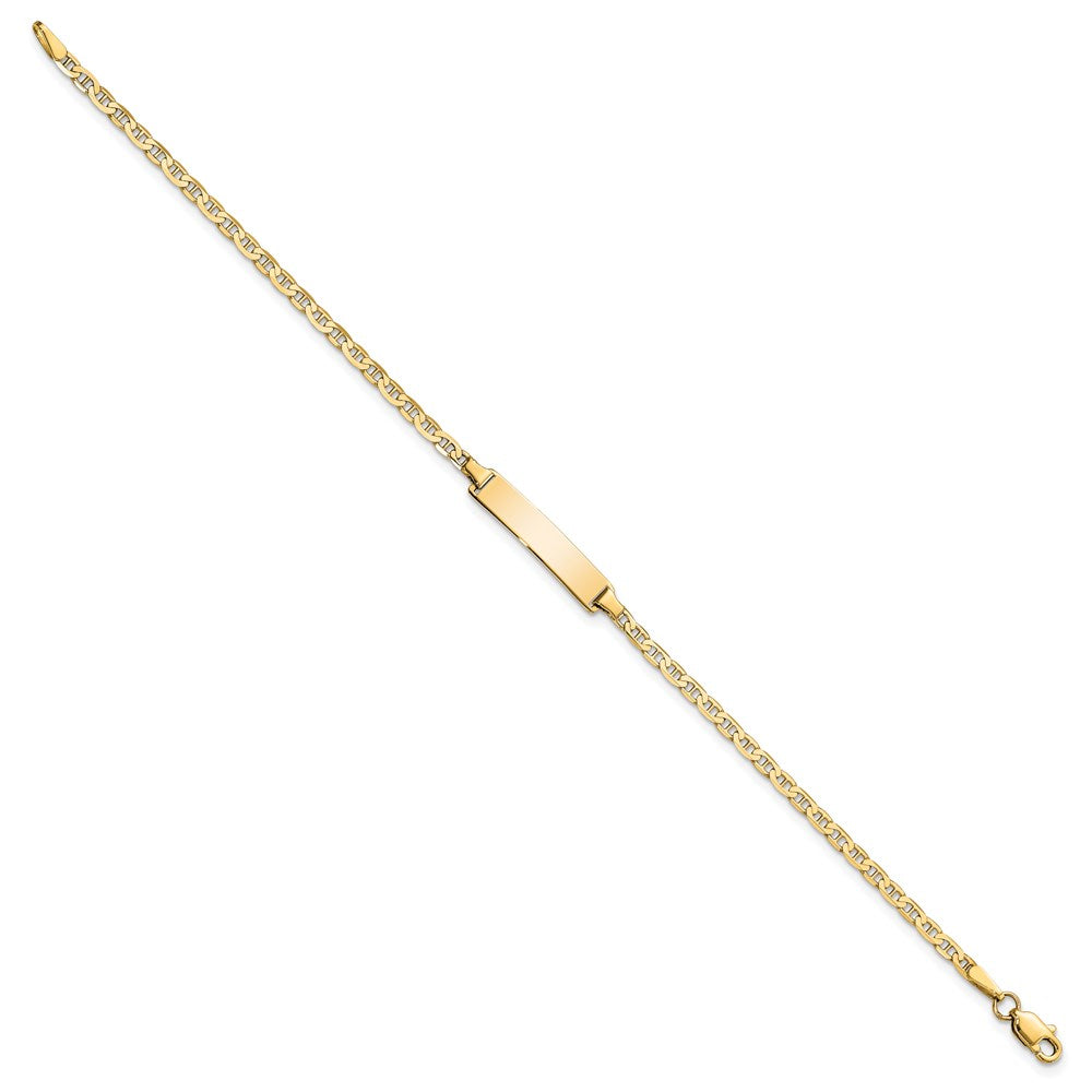Massiv 14K Gelbgold Flach Anker Glieder Id Armband