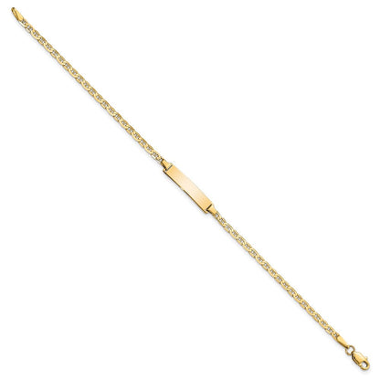 Massiv 14K Gelbgold Flach Anker Glieder Id Armband