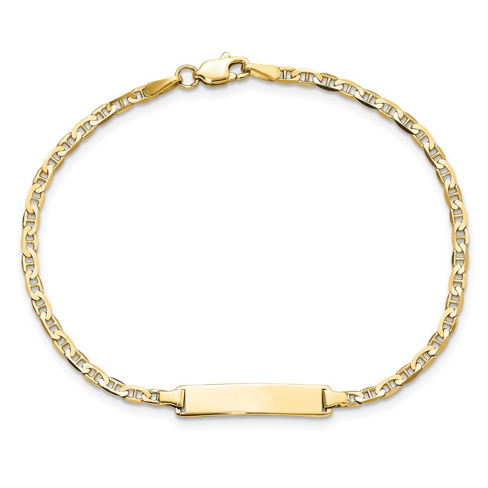 Massiv 14K Gelbgold Flach Anker Glieder Id Armband
