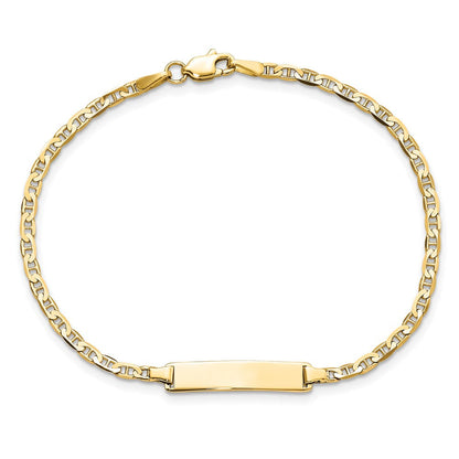 Massiv 14K Gelbgold Flach Anker Glieder Id Armband