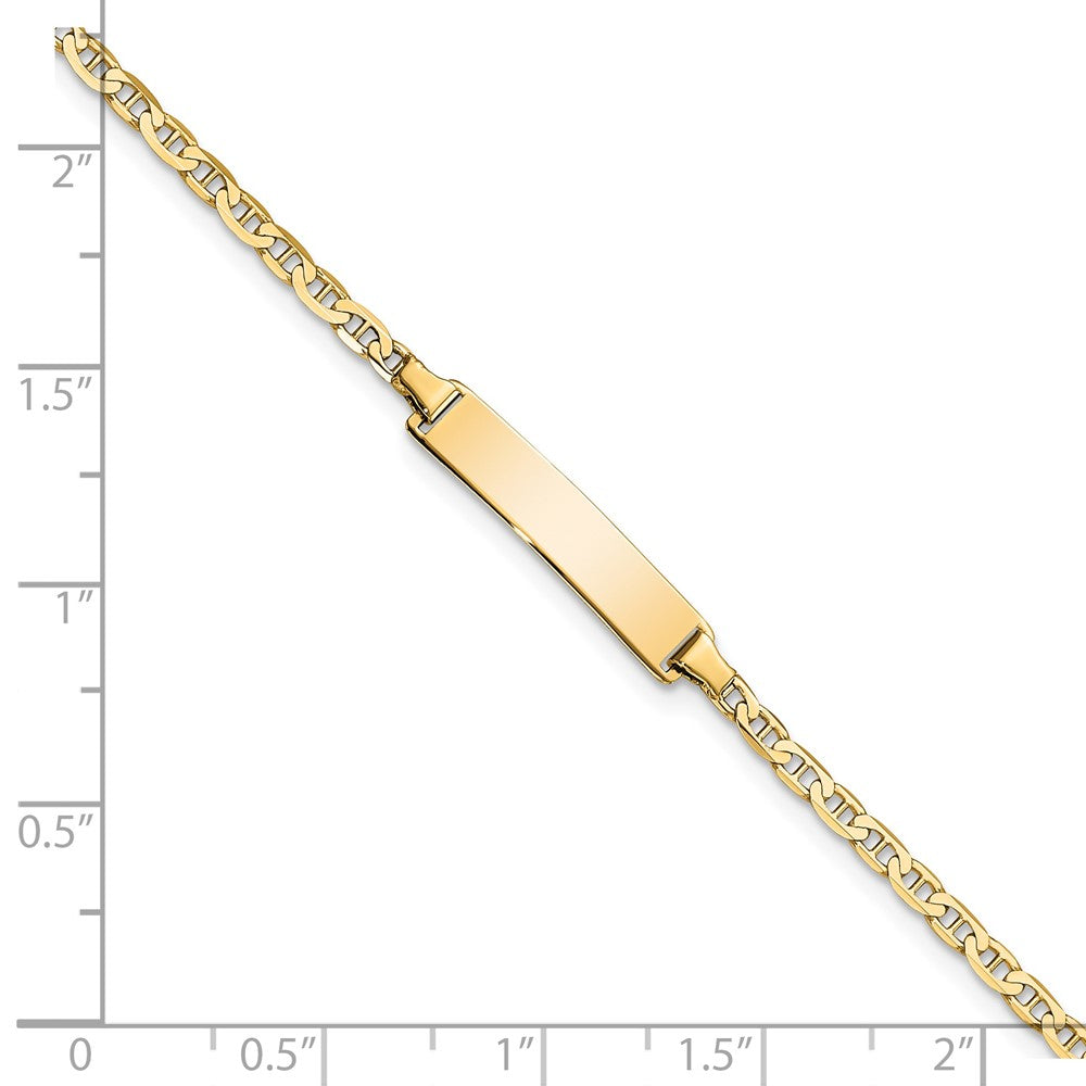 Massiv 14K Gelbgold Flach Anker Glieder Id Armband