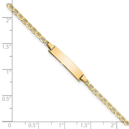 Massiv 14K Gelbgold Flach Anker Glieder Id Armband