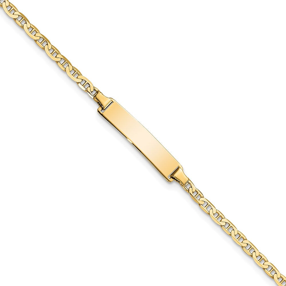 Massiv 14K Gelbgold Flach Anker Glieder Id Armband