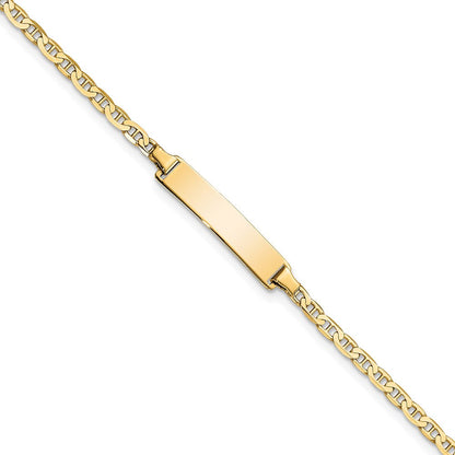 Massiv 14K Gelbgold Flach Anker Glieder Id Armband