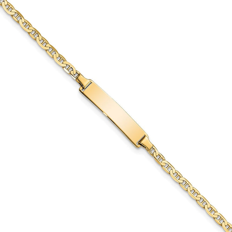 Massiv 14K Gelbgold Flach Anker Glieder Id Armband