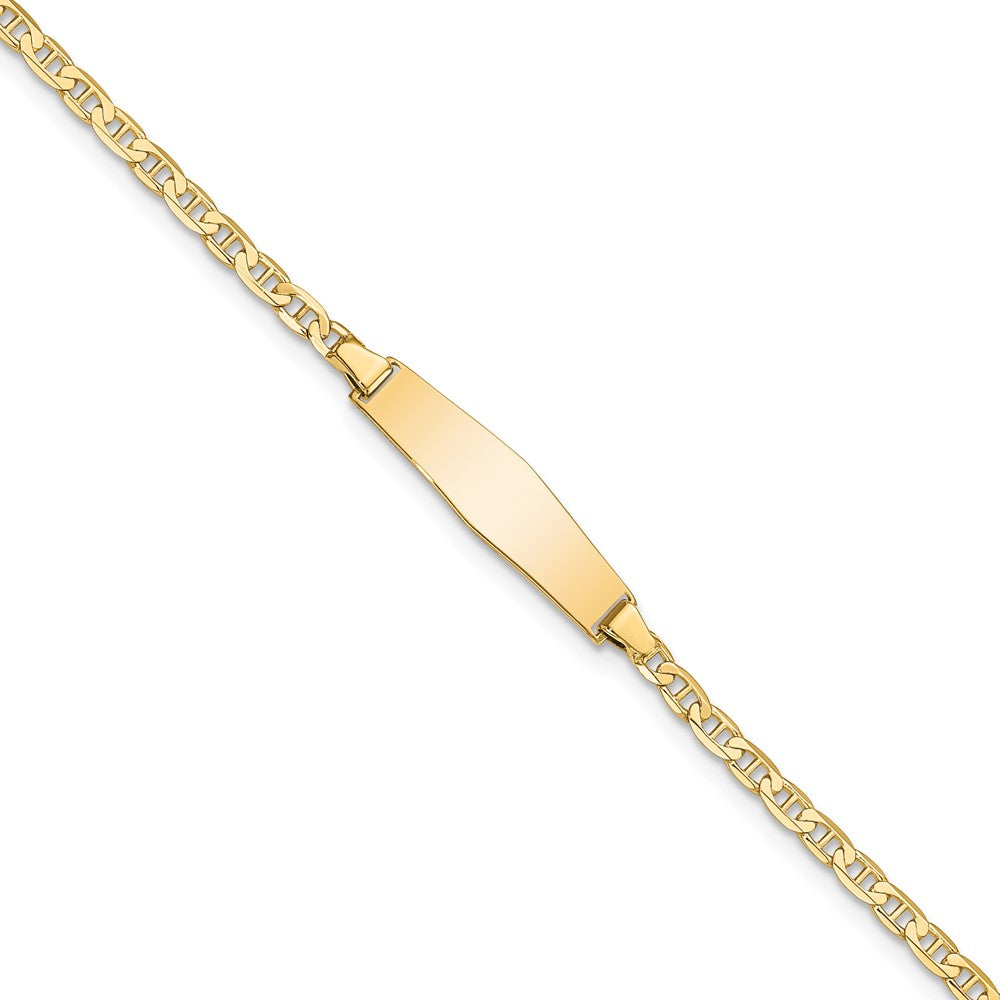 Massiv 14K Gelbgold Weich Diamant Form Flach Anker Glieder Id Armband