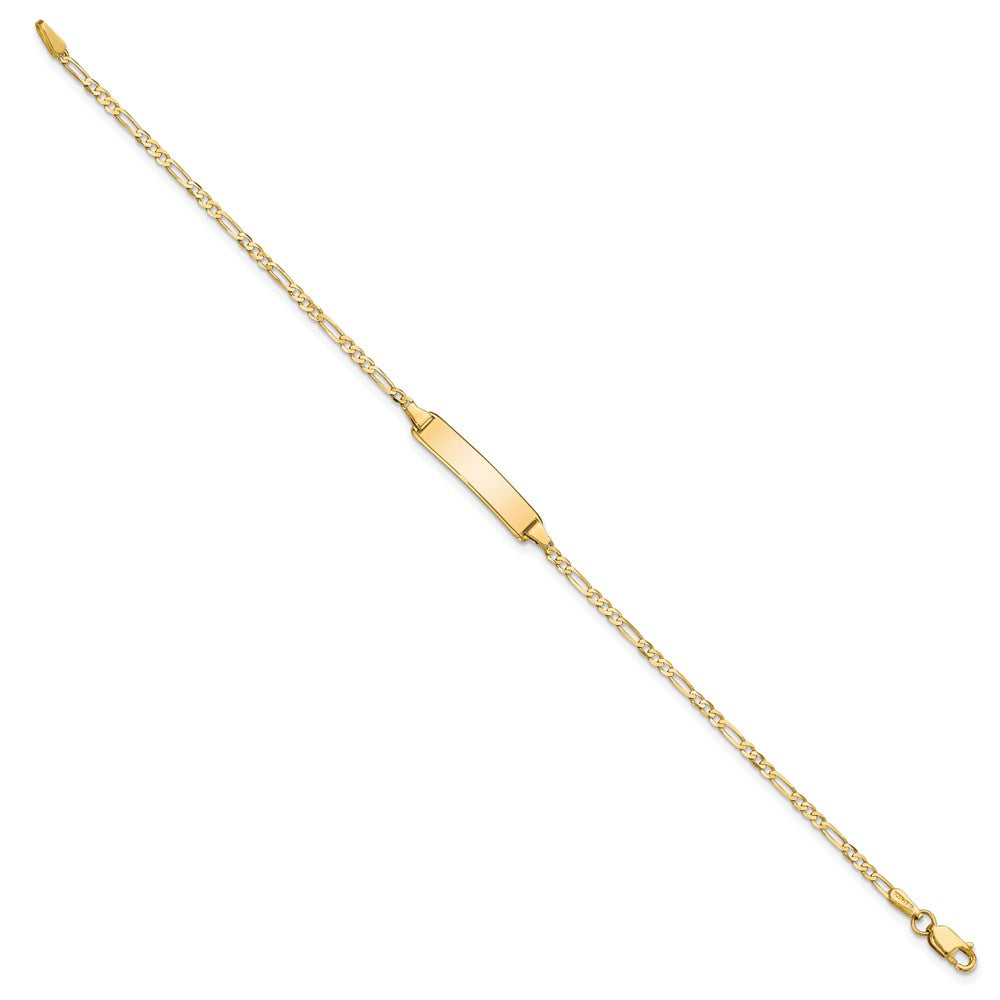 Massiv 14K Gelbgold Flach Figaro Glieder Id Armband