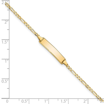 Massiv 14K Gelbgold Flach Figaro Glieder Id Armband