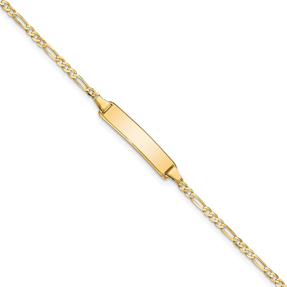 Massiv 14K Gelbgold Flach Figaro Glieder Id Armband