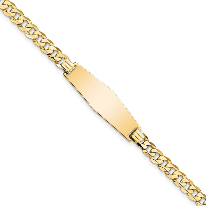 8 Zoll 14K Weich Diamant Form Flach Panzer Glieder Id Armband