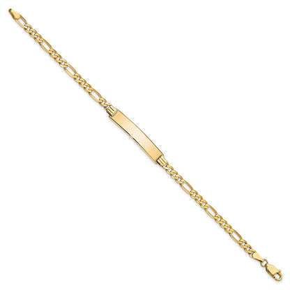 8 Zoll 14K Flach Figaro Glieder Id Armband