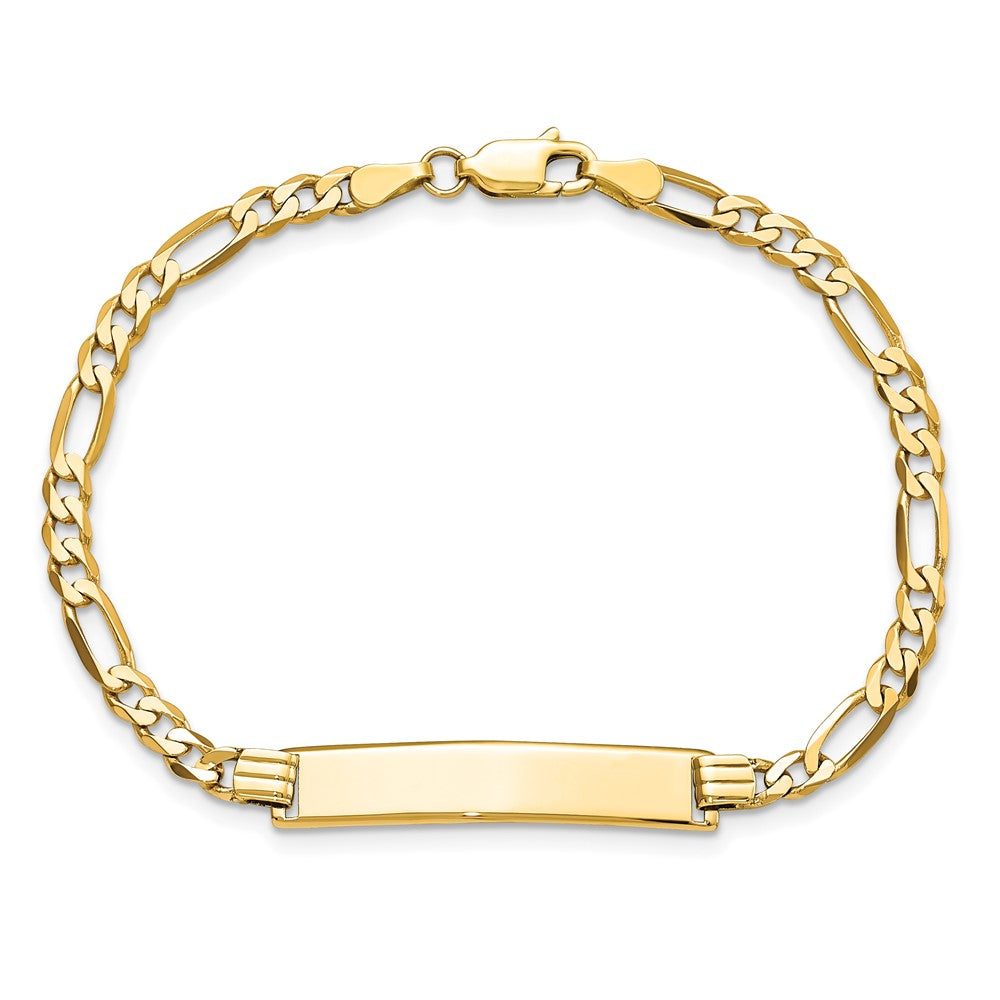 8 Zoll 14K Flach Figaro Glieder Id Armband