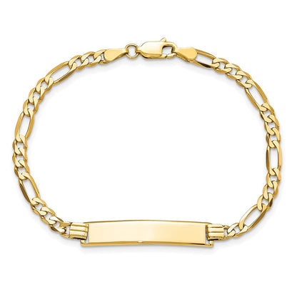 8 Zoll 14K Flach Figaro Glieder Id Armband