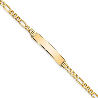 8 Zoll 14K Flach Figaro Glieder Id Armband