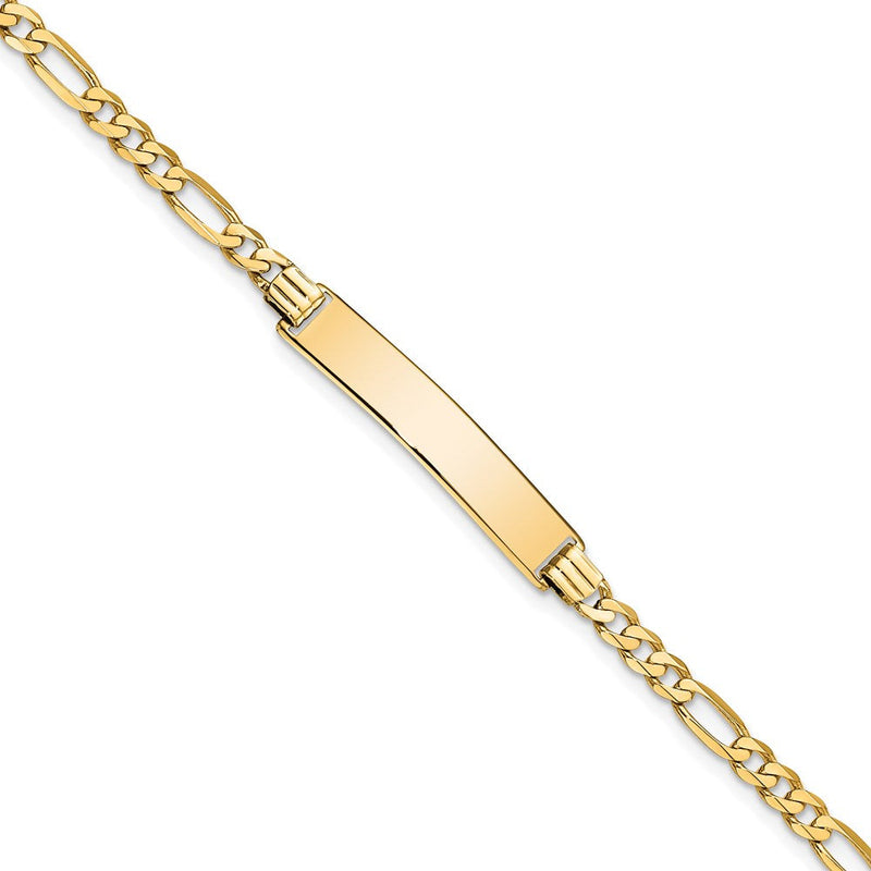 8 Zoll 14K Flach Figaro Glieder Id Armband