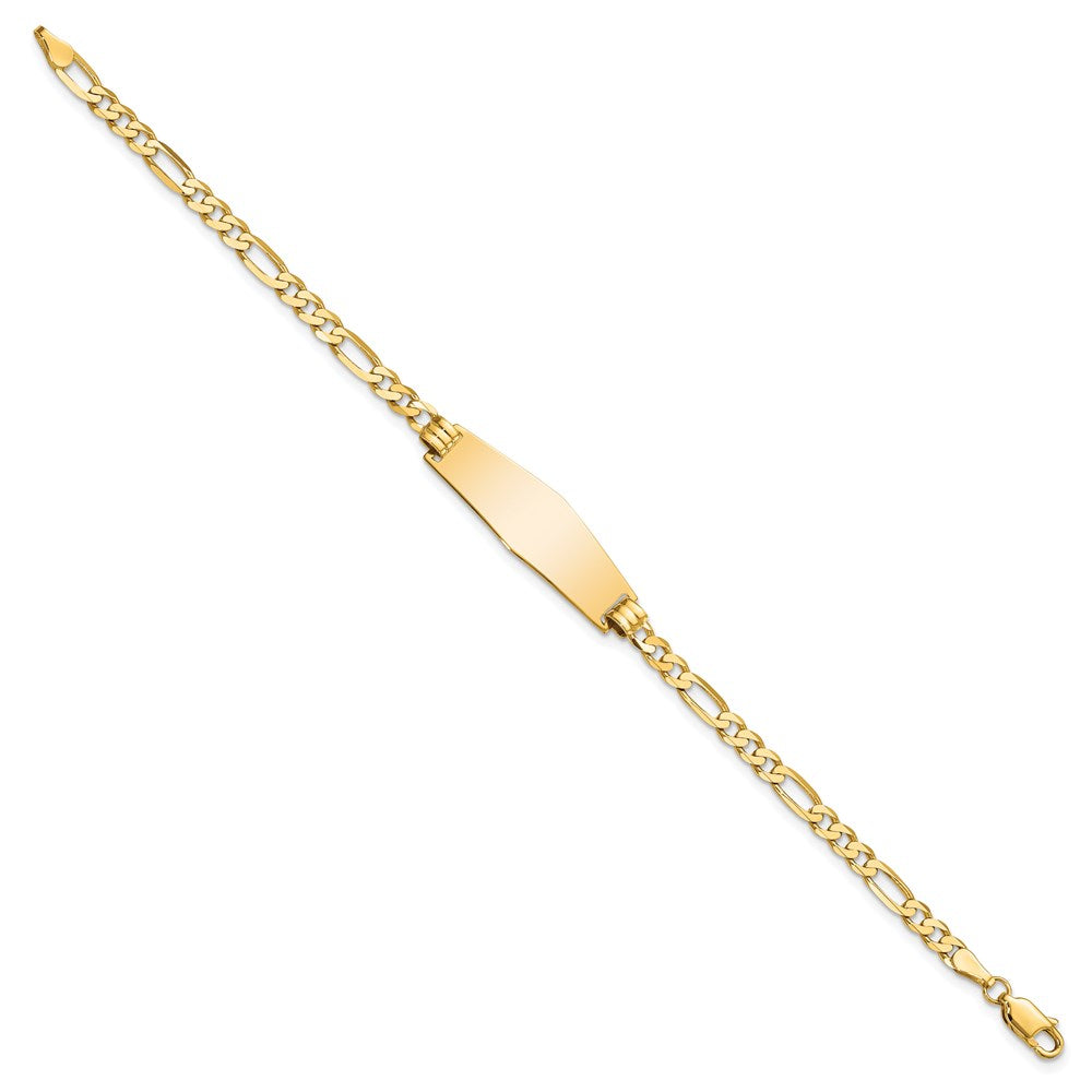 8 Zoll 14K Weich Diamant Form Flach Figaro Glieder Id Armband