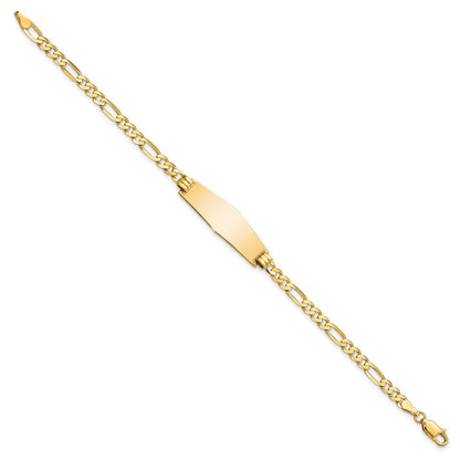 8 Zoll 14K Weich Diamant Form Flach Figaro Glieder Id Armband