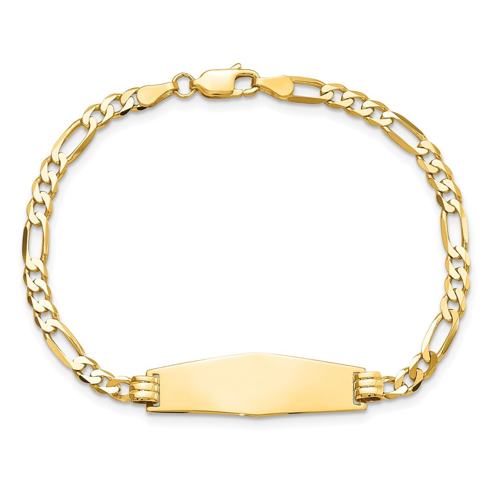 8 Zoll 14K Weich Diamant Form Flach Figaro Glieder Id Armband