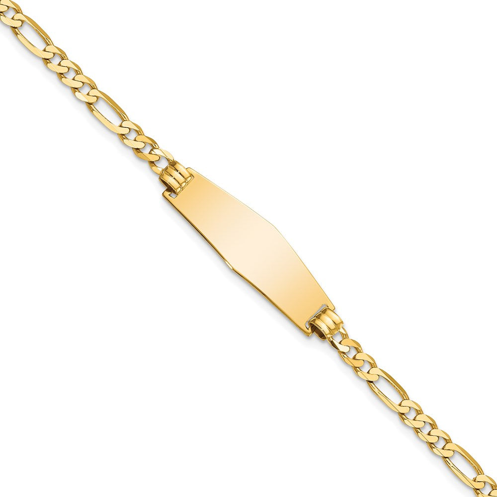 8 Zoll 14K Weich Diamant Form Flach Figaro Glieder Id Armband