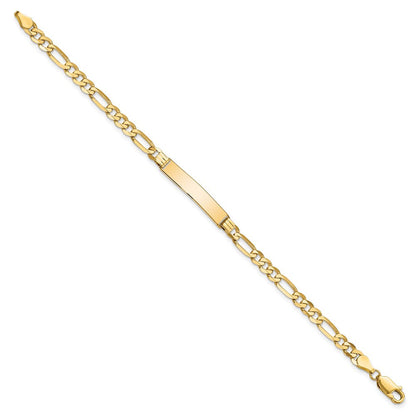 8 Zoll 14K Flach Figaro Glieder Id Armband