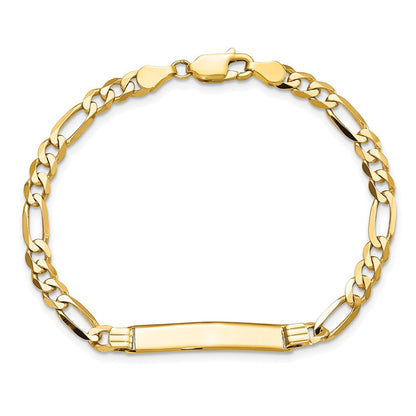 8 Zoll 14K Flach Figaro Glieder Id Armband