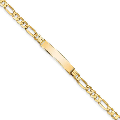8 Zoll 14K Flach Figaro Glieder Id Armband