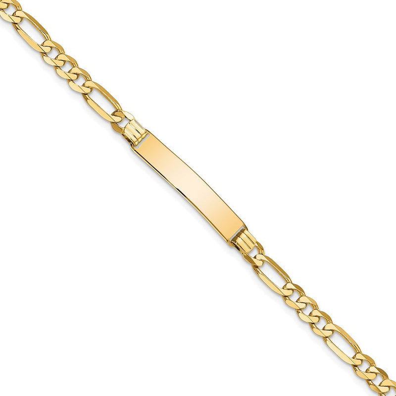 8 Zoll 14K Flach Figaro Glieder Id Armband