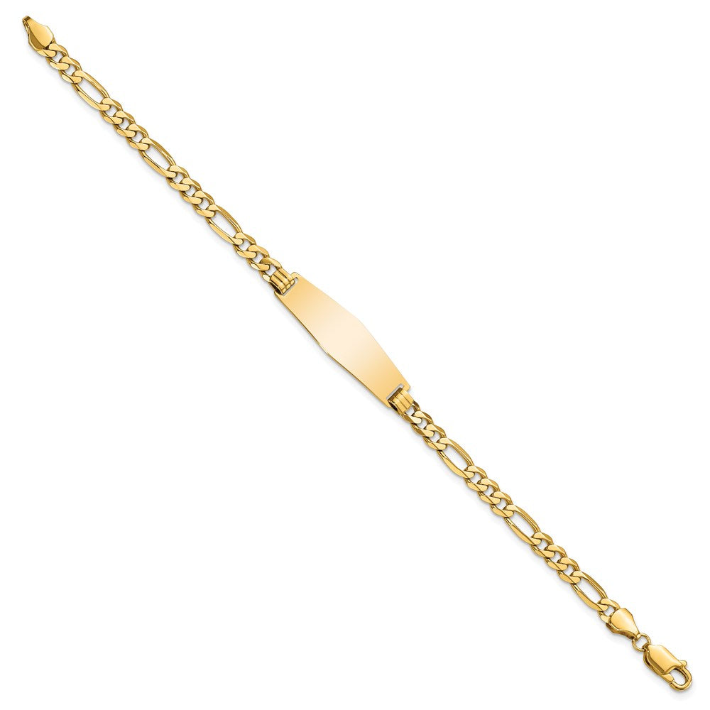 8 Zoll 14K Weich Diamant Form Flach Figaro Glieder Id Armband