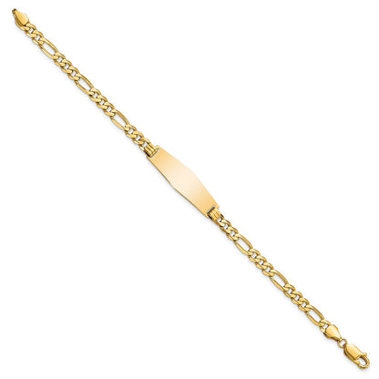 8 Zoll 14K Weich Diamant Form Flach Figaro Glieder Id Armband