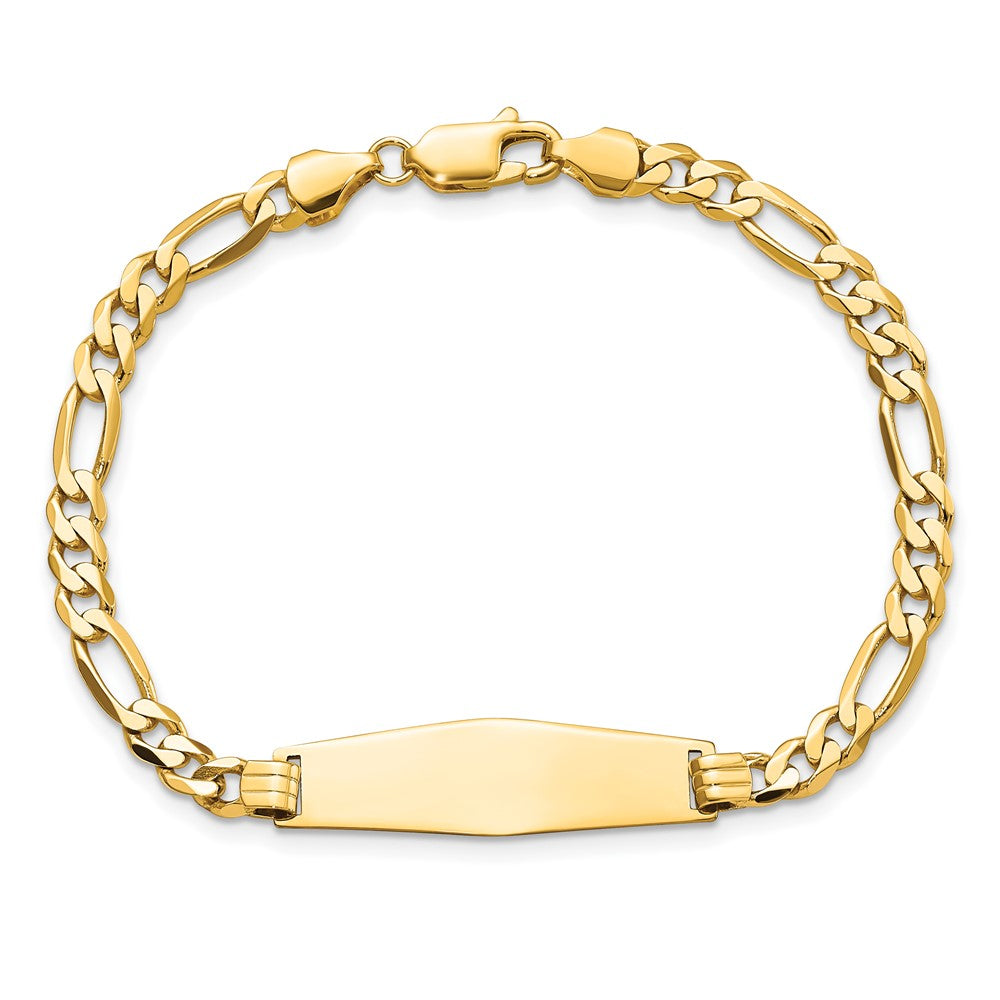 8 Zoll 14K Weich Diamant Form Flach Figaro Glieder Id Armband
