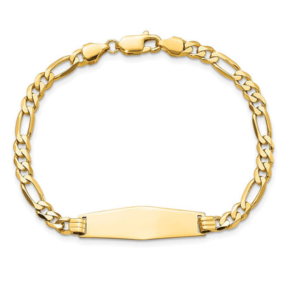 8 Zoll 14K Weich Diamant Form Flach Figaro Glieder Id Armband