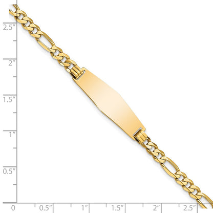 8 Zoll 14K Weich Diamant Form Flach Figaro Glieder Id Armband