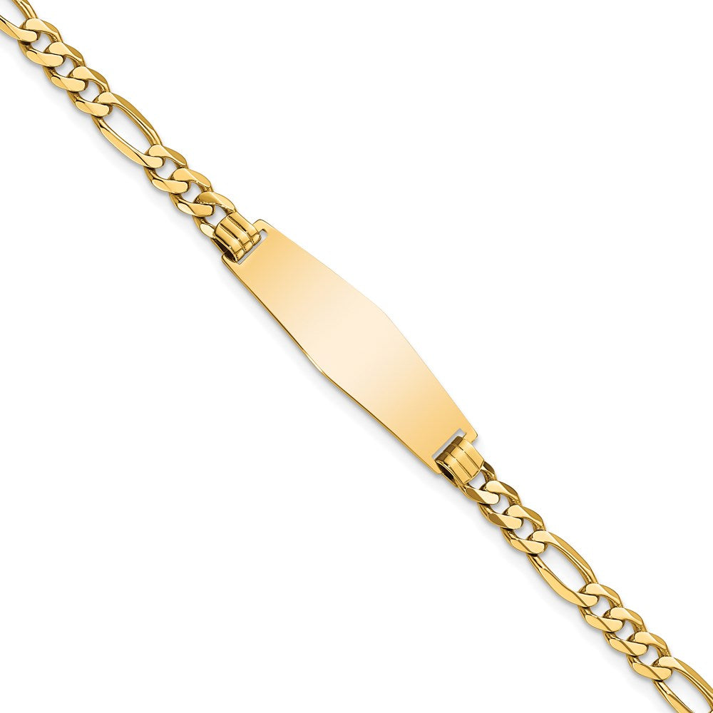 8 Zoll 14K Weich Diamant Form Flach Figaro Glieder Id Armband