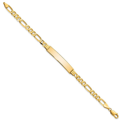 8 Zoll 14K Flach Figaro Glieder Id Armband