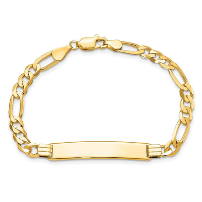 8 Zoll 14K Flach Figaro Glieder Id Armband