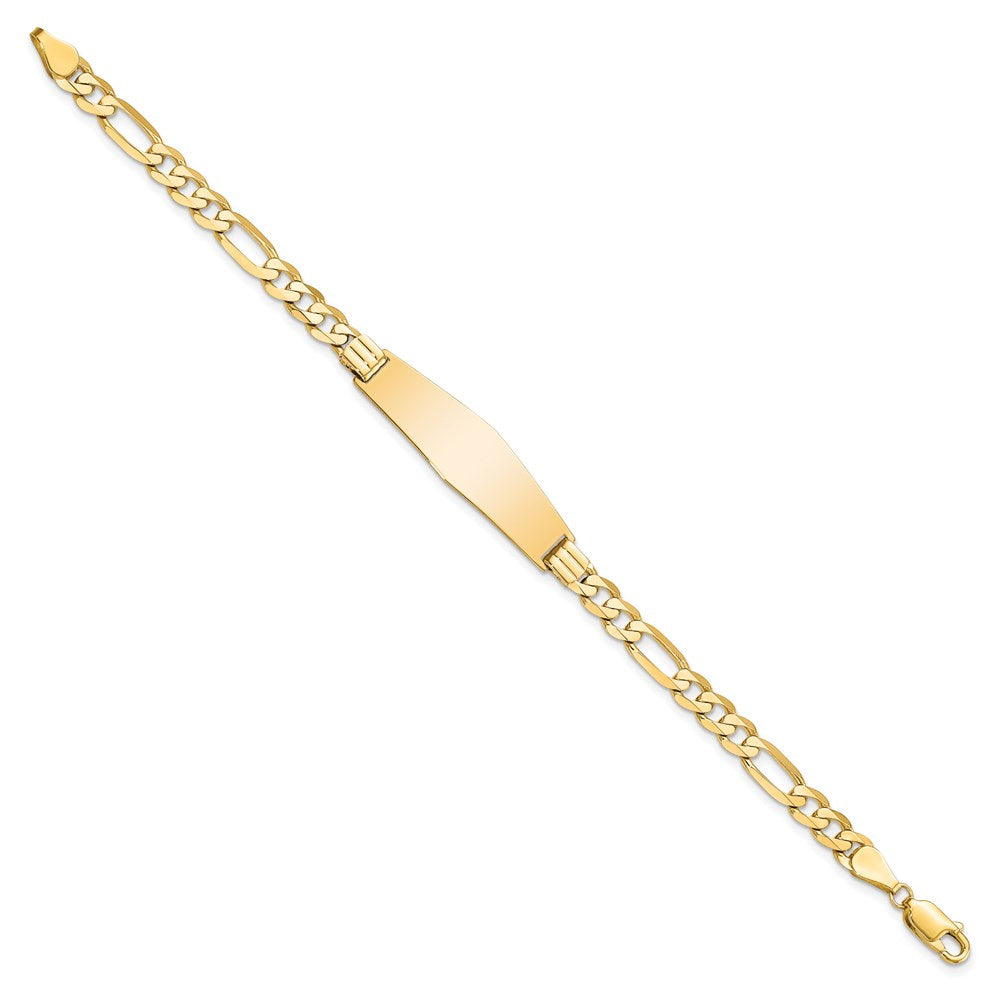 8 Zoll 14K Flach Figaro Glieder Weich Diamant Form Id Armband