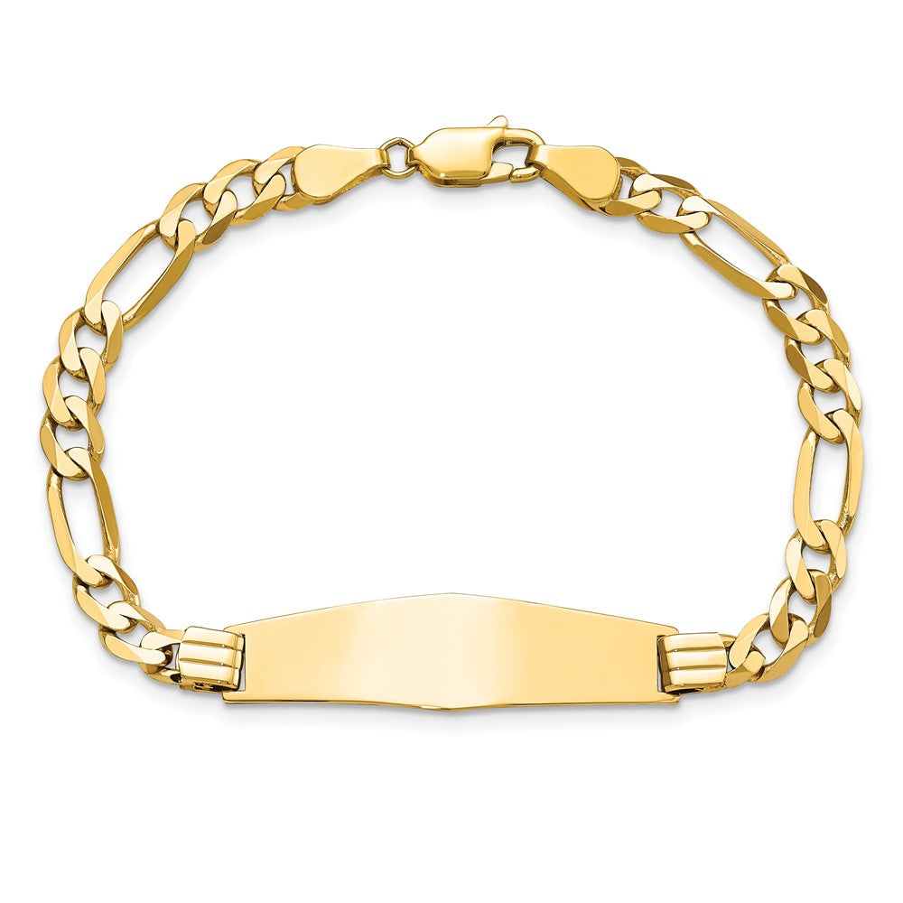 8 Zoll 14K Flach Figaro Glieder Weich Diamant Form Id Armband