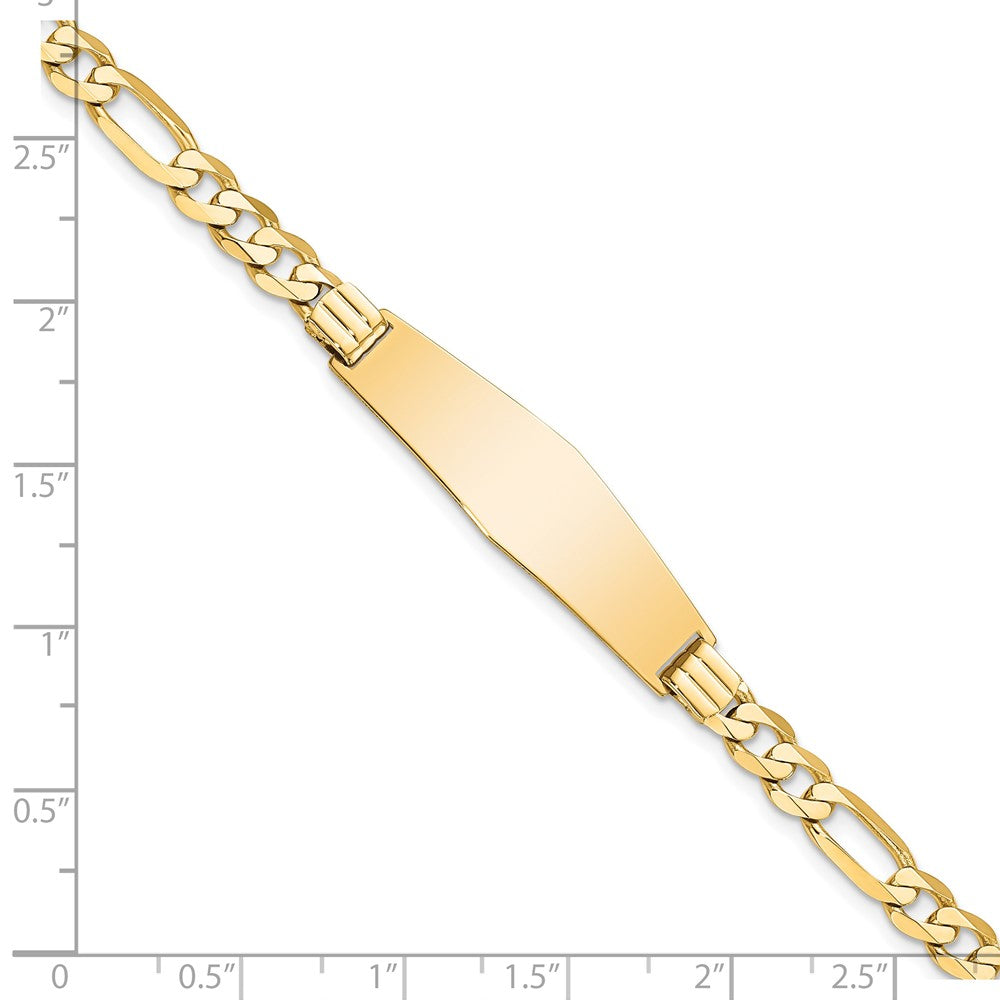 8 Zoll 14K Flach Figaro Glieder Weich Diamant Form Id Armband