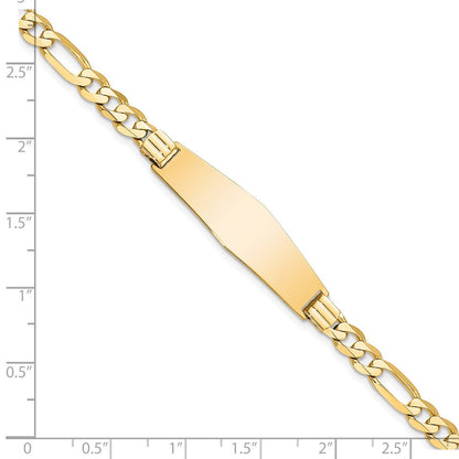 8 Zoll 14K Flach Figaro Glieder Weich Diamant Form Id Armband