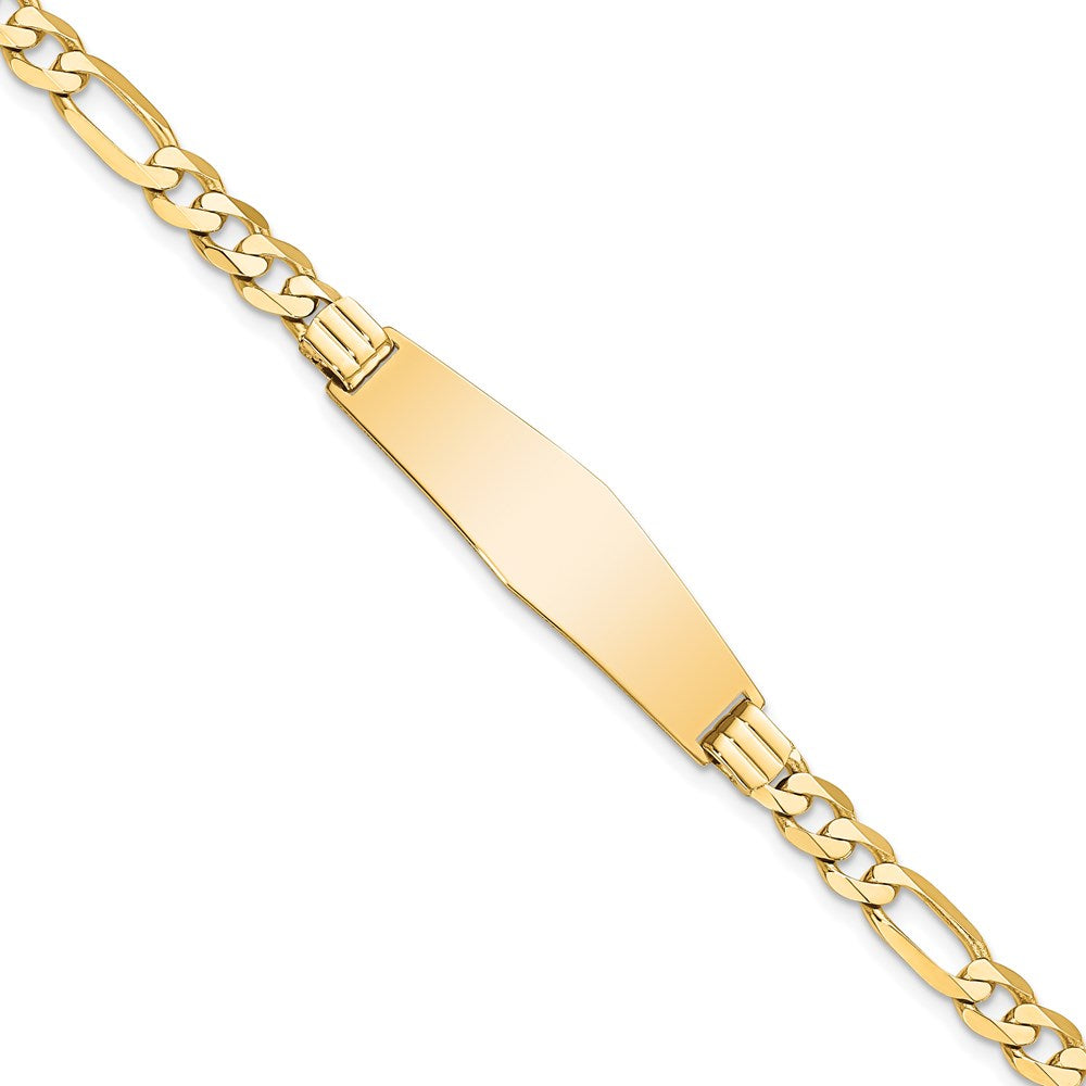 8 Zoll 14K Flach Figaro Glieder Weich Diamant Form Id Armband