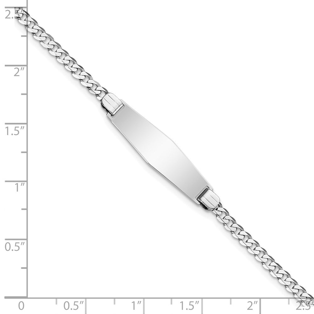 Massiv 14K Weißgold Flach Panzer Glieder Weich Diamant Form Id Armband