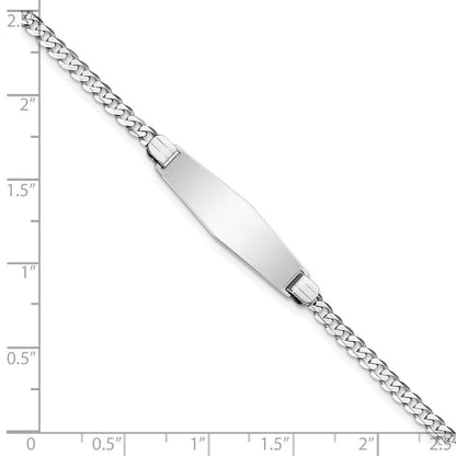 Massiv 14K Weißgold Flach Panzer Glieder Weich Diamant Form Id Armband