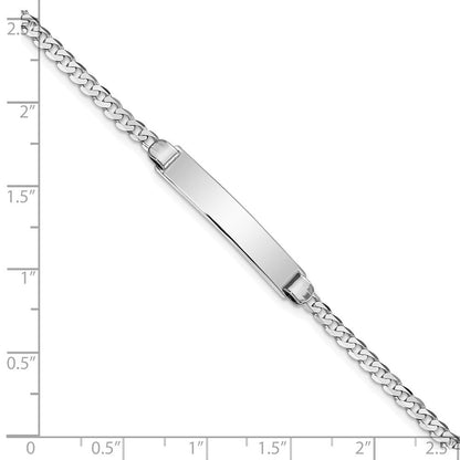 Massiv 14K Weißgold Flach Panzer Glieder Id Armband