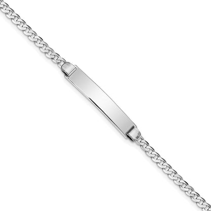 Massiv 14K Weißgold Flach Panzer Glieder Id Armband
